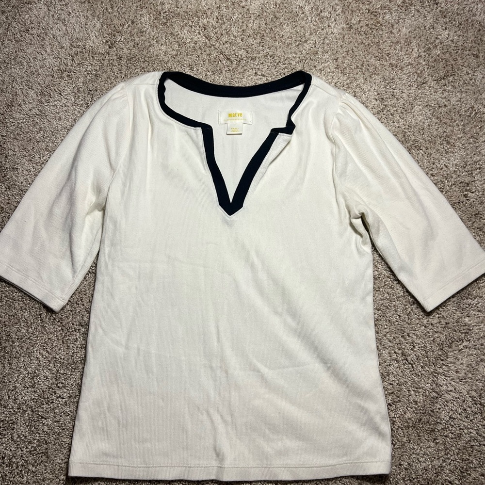 Maeve Cream Top with Black Trim